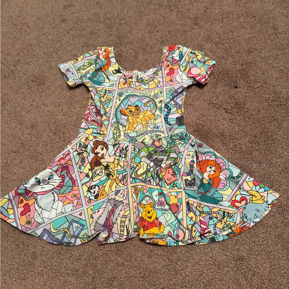Colorful Cartoon Print Kids Casual Dress